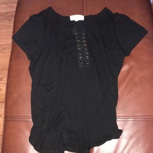 Black top with a laced up design